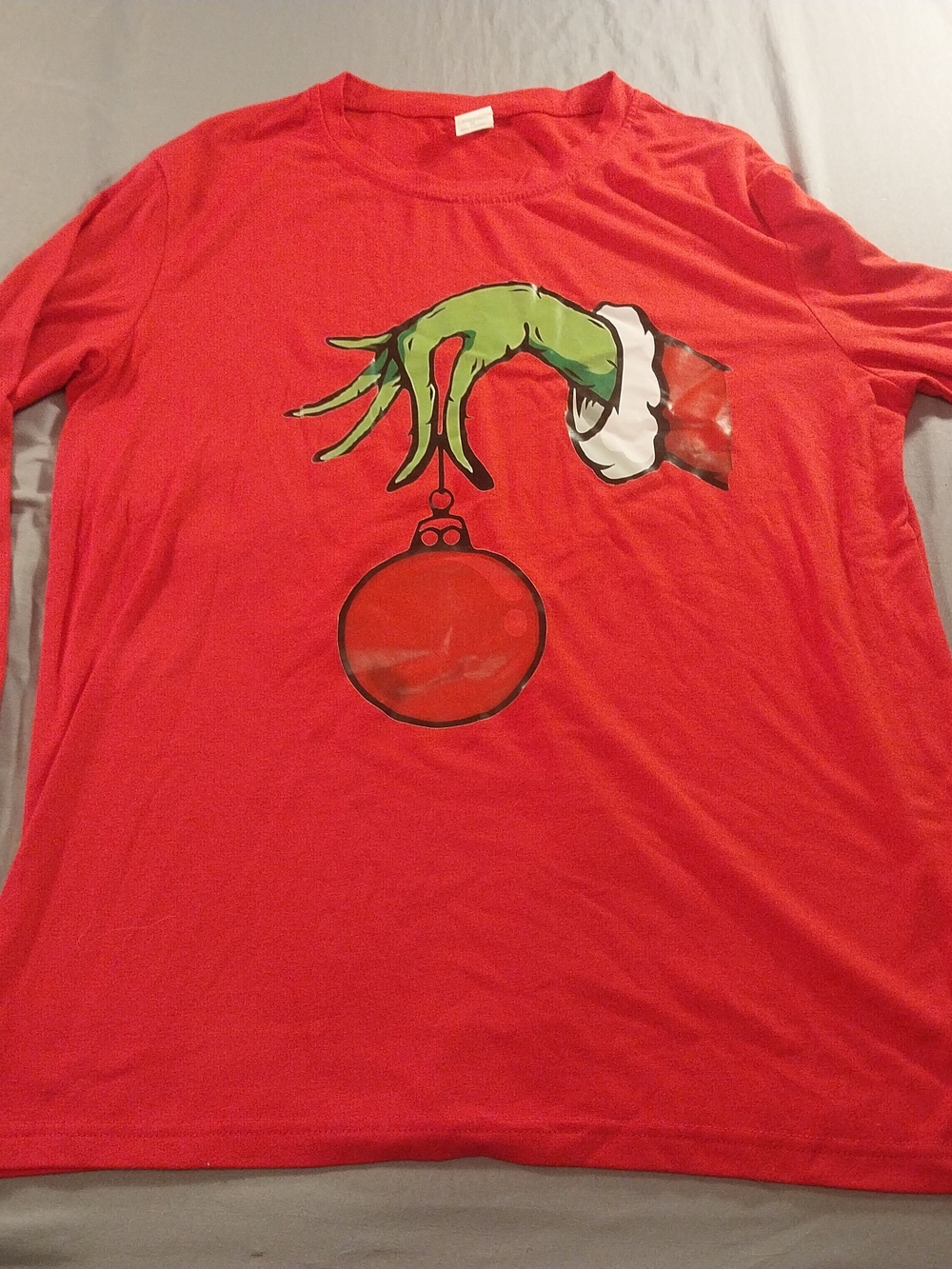 Digiprint Red Long-Sleeve Grinch Christmas Shirt in size Medium #317